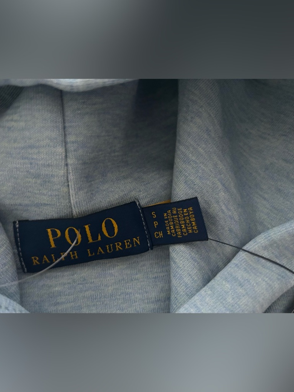 Polo Ralph Lauren NWT Double Knit Script Logo Hoodie Blue Heather Small - Picture 8 of 12